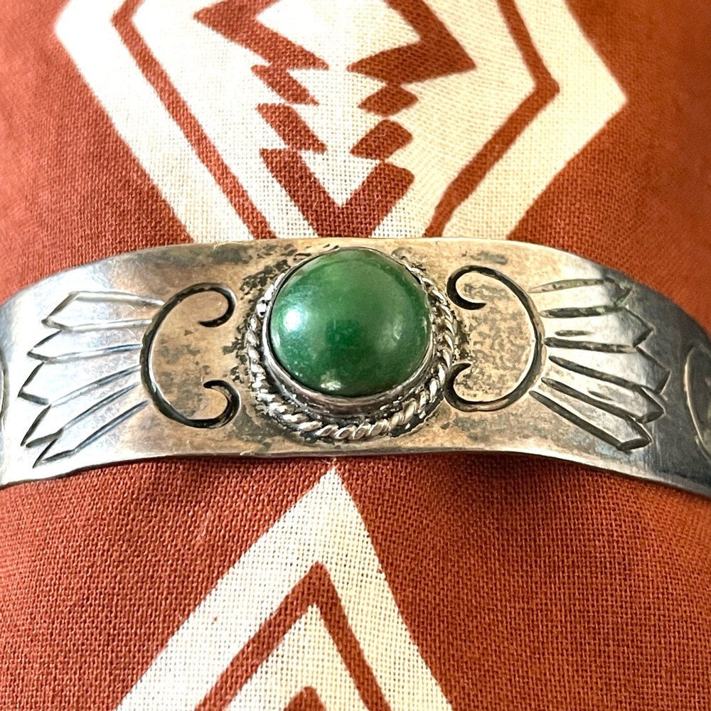 Vintage 1930s - 1940s sterling Mexico silver cuff bracelet! - Picture 4 of 9